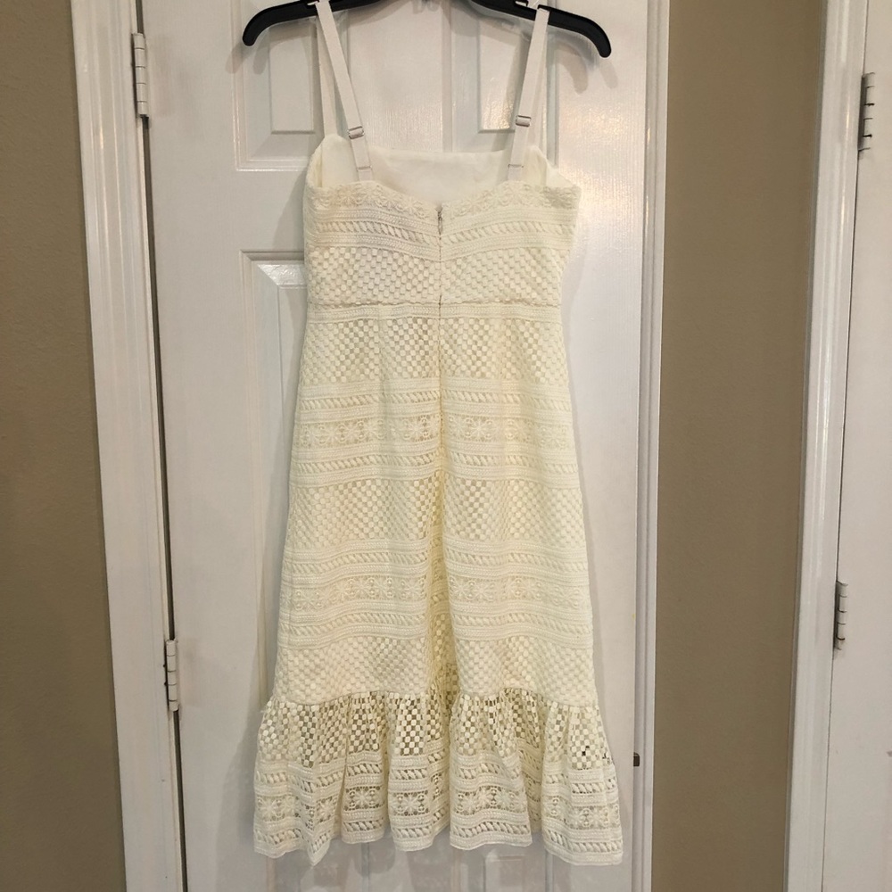 NEW J. Crew Geometric Lace Midi Dress Ivory Size 0 - Picture 7 of 12
